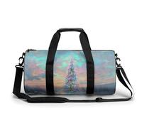 Fantastico albero di Natale alto con luci multicolori, borsa da viaggio da palestra per donne e uomini, borsone cilindrico per allenamento sportivo con tracolla