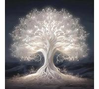 Fantastico albero magico Pittura Diamante Fai da Te,5D Diamond Painting Bianco Albero della Vita, Fai da Te per Decorazione Murale, Kit Completo di Diamond Painting per Adulti e Bambini, 30x30cm