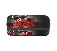 Fantastico astuccio grande per ragazze e ragazzi, astuccio estetico con scomparti multipli per adulti, organizer per cancelleria da ufficio, pratico per bambini, adolescenti, donne, uomini, Rosa Rossa