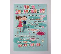 Fantastico biglietto di auguri colorato con scritta in lingua inglese Poesia sul tuo anniversario