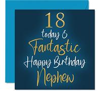 Fantastico biglietto di auguri il 18° compleanno nipote - 18 oggi e fantastico biglietto di auguri di compleanno nipote di zia zio nipote 145mm regalo nipote