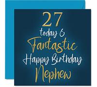 Fantastico biglietto di auguri il 27° compleanno nipote - 27 oggi e fantastico - biglietto di auguri di compleanno nipote di zia zio nipote 145mm regalo nipote
