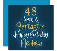Fantastico biglietto di auguri il 48° compleanno nipote - 48 Today & Fantastic - Biglietto di auguri di compleanno nipote di zia zio nipote 145mm regalo nipote