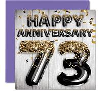 Fantastico biglietto il 73° anniversario marito fidanzato moglie fidanzata palloncini glitterati in oro nero biglietti d'auguri 73° anniversario della famiglia 145mm
