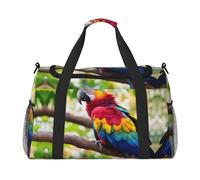 Fantastico borsone da viaggio con piuma di pappagallo, 1 stampa, per uso quotidiano, borsa da viaggio di grande capacità, elegante borsa funzionale, nero, Taglia unica