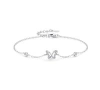 Fantastico bracciale da donna, semplice design a farfalla cava con diamanti da laboratorio rotondi, 17+5CM, Oro bianco 9 K, Laboratorio Diamante