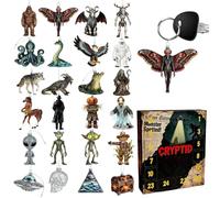 Fantastico calendario 'Avvento in acrilico - set di creature, collezione di ornamenti natalizi acrilici 2D, visualizzazione di figure di mostri fatati magici, conto alla rovescia incantato