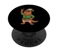 Fantastico Capybara Elf Rock in una divertente vacanza natalizia PopSockets PopGrip Adesivo