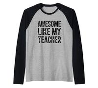 Fantastico Carattere a Blocchi Distressed Like My Teacher Maglia con Maniche Raglan