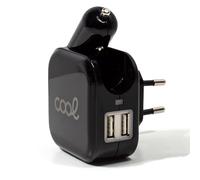 Fantastico caricabatterie universale per auto/rete 2xUSB 2.1A Nero