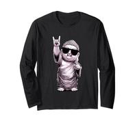 Fantastico Cartello della Pace del Buddha Rock on retrò Humor Maglia a Manica