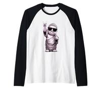 Fantastico Cartello della Pace del Buddha Rock on retrò Humor Maglia con Maniche Raglan