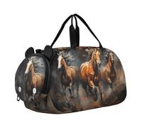 Fantastico Cavallo Da Corsa Marrone Borsa Sportiva da Nuoto e Palestra con Scomparto per Scarpe Borsa da Viaggio per Il Fine Settimana Borsone per Ragazzi