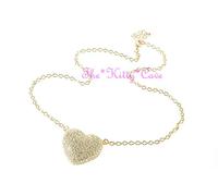 Fantastico Chic Gonfio Bombato Ciondolo Cuore & Catena Collana con / Cristalli