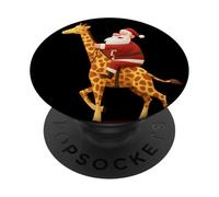 Fantastico costume da Babbo Natale che cavalca giraffa per uomo e donna PopSockets PopGrip Adesivo