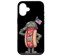 Fantastico costume da hotdog americano per gli amanti del saluto e dei soldati Custodia per iPhone 16