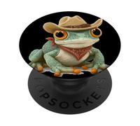 Fantastico costume da rodeo rana per gli amanti del cowboy e dei rospi PopSockets PopGrip Adesivo
