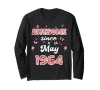 Fantastico dal Maggio 1964 Fiori 1964 Maggio Compleanno Maglia a Manica