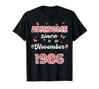 Fantastico dal novembre 1986 fiori 1986 Novembre Compleanno Maglietta