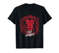 Fantastico design animale con testa di leone con "Stay hungry" Maglietta