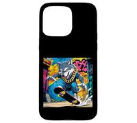 Fantastico design con lupo, lupo su una tavola da skate, divertimento con graffiti a catena Custodia per iPhone 15 Pro Max