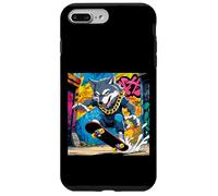 Fantastico design con lupo, lupo su una tavola da skate, divertimento con graffiti a catena Custodia per iPhone 7 Plus/8 Plus