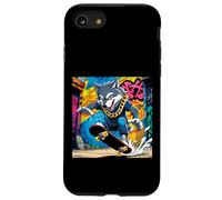 Fantastico design con lupo, lupo su una tavola da skate, divertimento con graffiti a catena Custodia per iPhone SE (2020) / 7/8