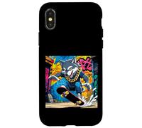 Fantastico design con lupo, lupo su una tavola da skate, divertimento con graffiti a catena Custodia per iPhone X/XS