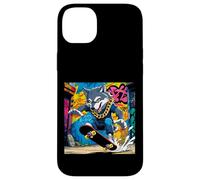Fantastico design con lupo, lupo su una tavola da skate, divertimento con graffiti a catena Custodia per iPhone 14 Plus