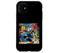 Fantastico design con lupo, lupo su una tavola da skate, divertimento con graffiti a catena Custodia per iPhone 11
