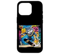 Fantastico design con lupo, lupo su una tavola da skate, divertimento con graffiti a catena Custodia per iPhone 16 Pro