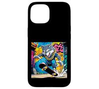 Fantastico design con lupo, lupo su una tavola da skate, divertimento con graffiti a catena Custodia per iPhone 15