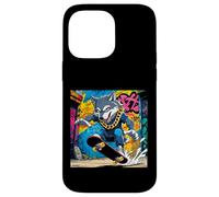 Fantastico design con lupo, lupo su una tavola da skate, divertimento con graffiti a catena Custodia per iPhone 14 Pro Max