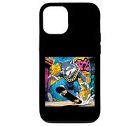 Fantastico design con lupo, lupo su una tavola da skate, divertimento con graffiti a catena Custodia per iPhone 12/12 Pro