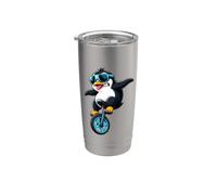 Fantastico design stravagante a forma di pinguino che cavalca un monociclo Bicchiere termico in acciaio inox doppia parete