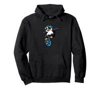Fantastico Design Stravagante a Forma di Pinguino Che cavalca Un Monociclo Felpa con Cappuccio