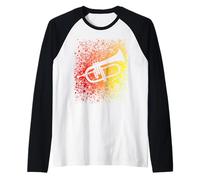 Fantastico Flicorno Strumento Arte per Orgoglio Jazz Band Maglia con Maniche Raglan