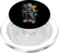 Fantastico leone in un outfit hip hop casual con bombe PopSockets PopGrip per MagSafe