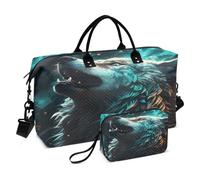 Fantastico Lupo Spaziale Borsa da Palestra Sportiva da Nuoto con Trucco Sacchetto Borsone Tracolla per Donna Viaggio