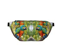 Fantastico marsupio a tracolla con stampa di piume di pappagallo, con cinghia regolabile, marsupio per viaggi, corsa, escursionismo