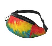 Fantastico marsupio con stampa di piume di pappagallo, per viaggi, escursionismo, ciclismo e corsa, festival, confezione unisex