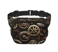 Fantastico marsupio da donna con stampa di ingranaggi Steampunk, nero, Taglia unica