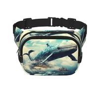 Fantastico marsupio multifunzione con stampa balena, unisex, borsa messenger alla moda, borsa da viaggio e sport