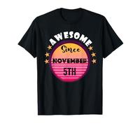 Fantastico nato il 5 novembre Compleanno 5 Novembre Vintage Maglietta