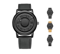 Fantastico orologio a levitazione magnetica, orologi magnetici da uomo, orologio impermeabile dal design unico con puntatore per regali di compleanno di Natale per il fidanzato ( Color : Black/leather