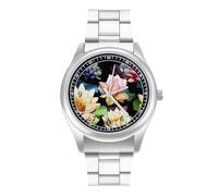 Fantastico orologio da polso al quarzo da uomo, con fiore di loto, cinturino in acciaio inox, cinturino in lega, Stile:, regular, Bracciale