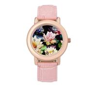 Fantastico orologio da polso da donna, elegante, con fiore di loto, analogico, al quarzo, cinturino in pelle, Stile:, regular, Cinturino