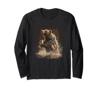 Fantastico Orso da Pesca per Gli Amanti della Natura degli Stati Uniti Maglia a Manica