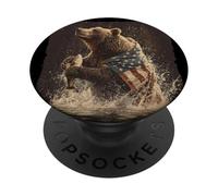 Fantastico orso da pesca per gli amanti della natura degli Stati Uniti PopSockets PopGrip Adesivo