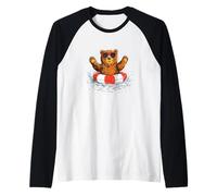 Fantastico Orso per Le Vacanze con Anello da Biliardo Maglia con Maniche Raglan